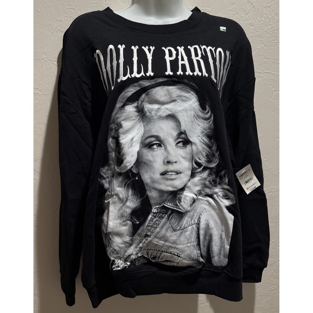 Dolly Parton Graphic Print Embroidered Sweatshirt, Long Sleeves, Size Large, NWT